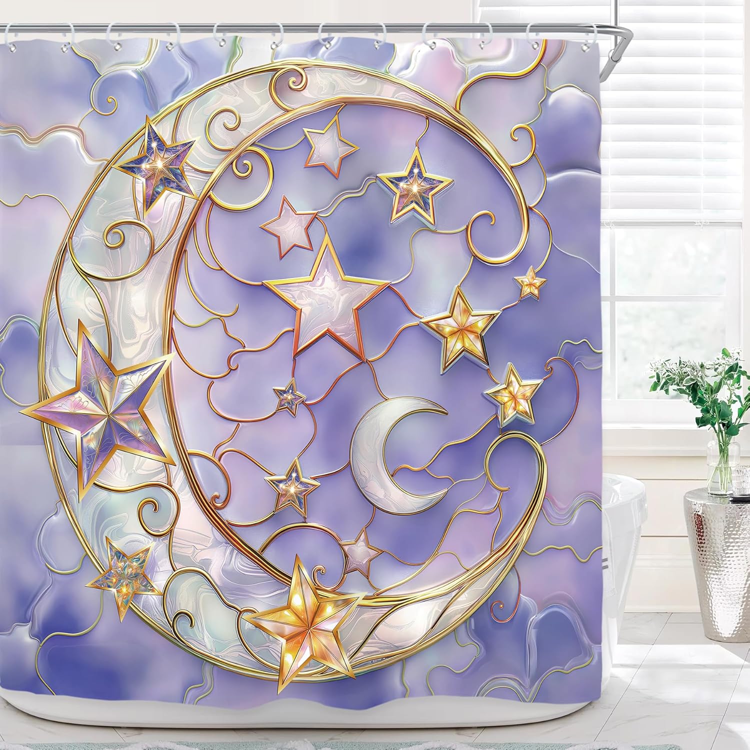 

Shower Curtain for Bathroom Decor Stained Glass Whimsical Cute Pretty Grily Fancy Women Girls Aesthetic MysticPrinted Fabric 90x180CM