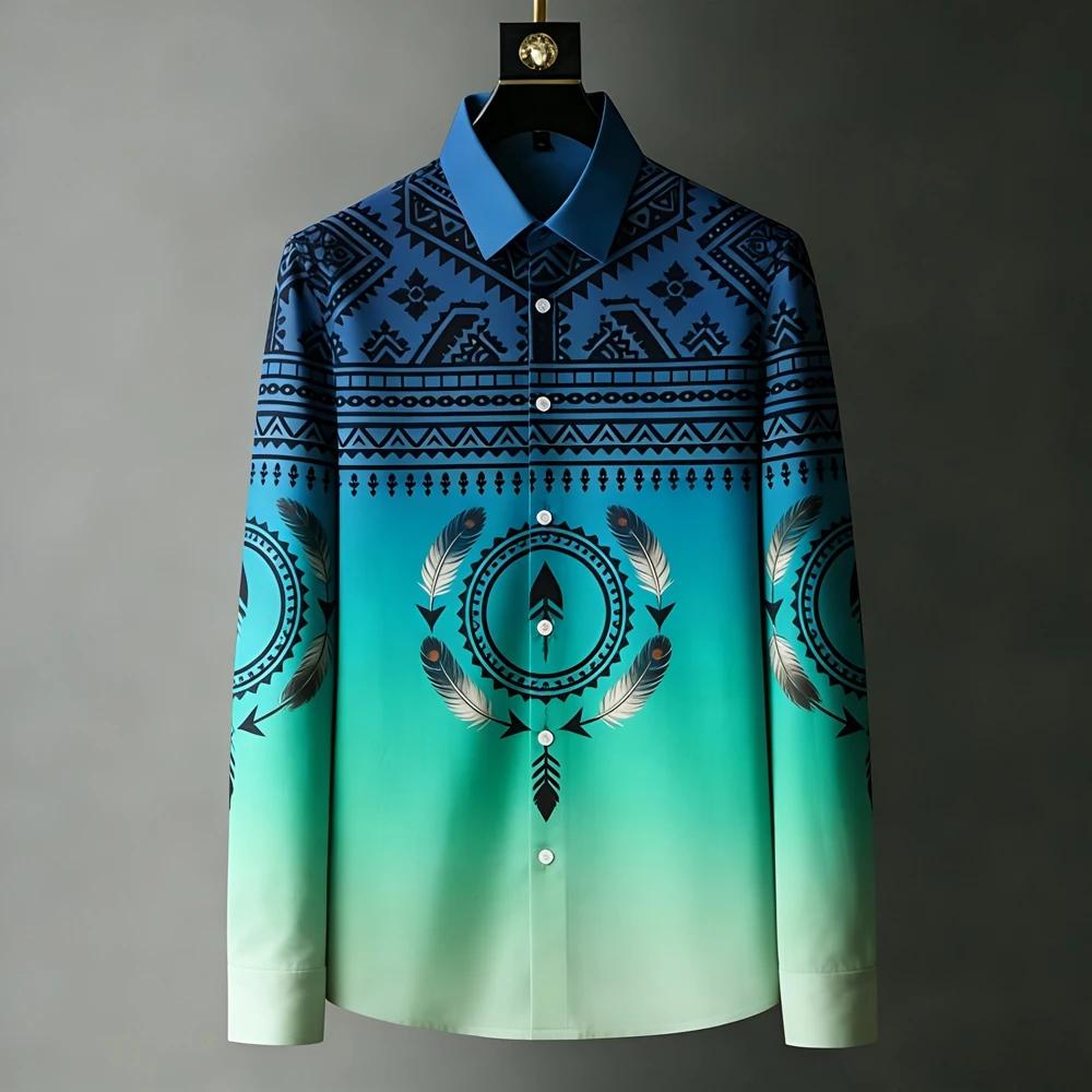 2026 Vintage Casual Fashion Shirt, Men's 3D Printing, Long Sleeved Shirt with Collar Buttons, XS-6XL