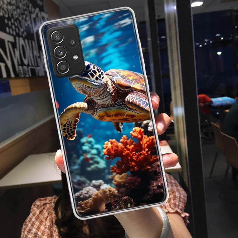 Marine Organisms, Sea Turtles, And Animals Phone Case for Samsung A54 A57 A37 A17 A14 A15 A12 A24 A34 A55 A35 A25 A52S A07 A05S