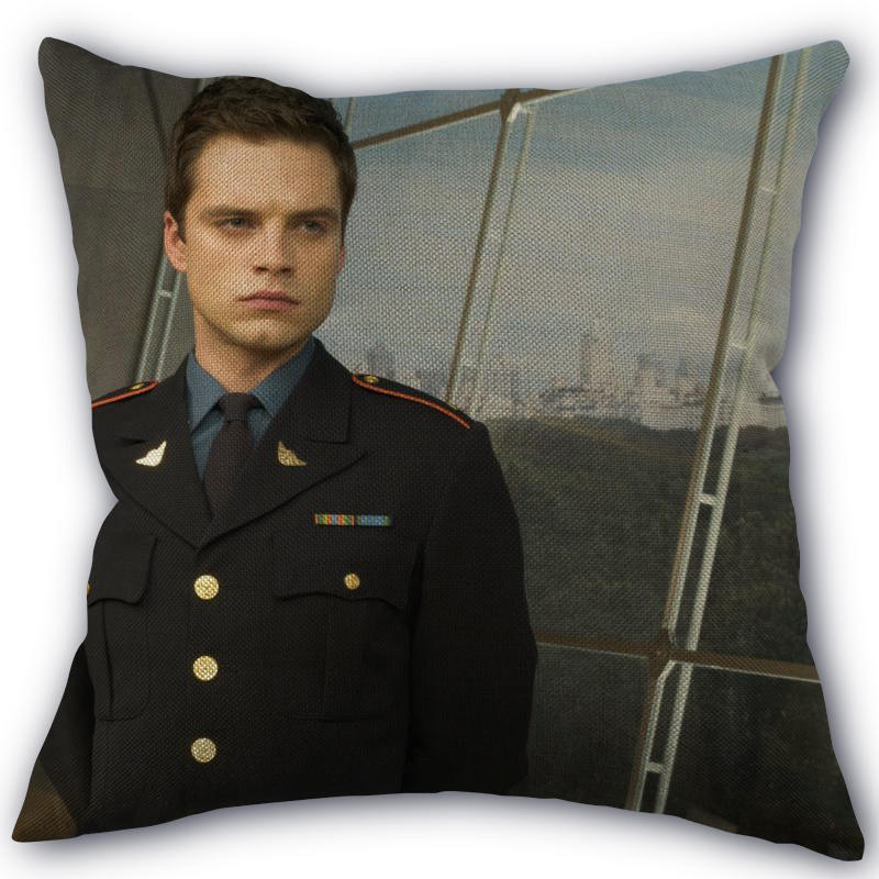 45X45cm Pillow Cover Sebastian Stan Home Decorative Pillowcase Square Zipper Cotton Linen Pillow Cases Bedroom 0331