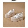 Scarpe muffin estive in pizzo traspiranti con suola spessa da donna, a rete traforata, con suola spessa, scarpe bianche piccole casual allacciate, piccole