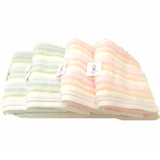 Imabari Imabari Striped Fluffy Untwisted Yarn Face Set of 4 Pink 2 Blue Towels, Brand, Towels, (2 Stripes, Stripes)