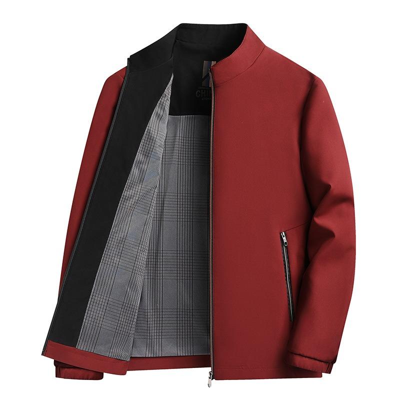 Jacket Jacket Men's Simple Fashion Spring and Autumn Coat Business Casual Versatile Stand-up Collar Jacket Qingzhong Dad Men's Clothing