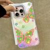 Case For IPhone 16 15 13 Plus Pro Max 7 14 Pro 5G Phone Cover Green Black Butterfly Gradient Pattern For IPhone 16e Luxury Bags