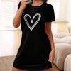 Women's Sexy Nightgown Love Print Short-sleeved Comfortable Pajamas Homewear