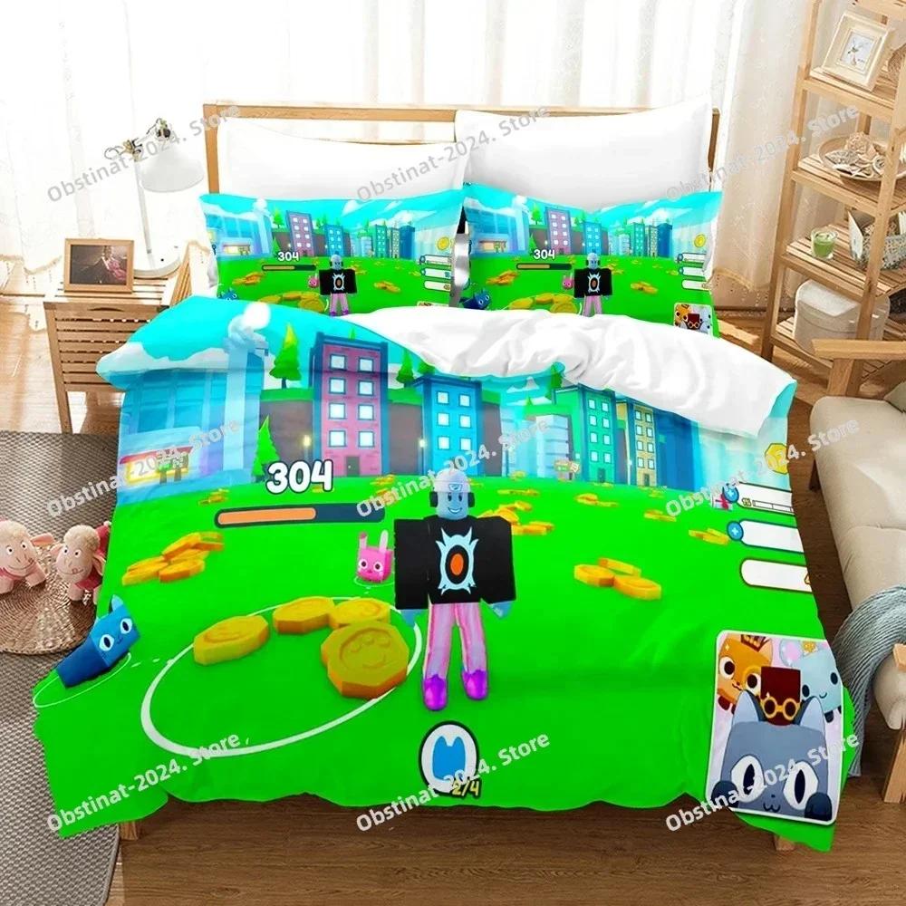 Games Cute Pet Simulator X Bedding Set Printed single Comforter Quilt Bed Cover Duvet Cover Pillow Case 3 Pieces Kids Adult Size