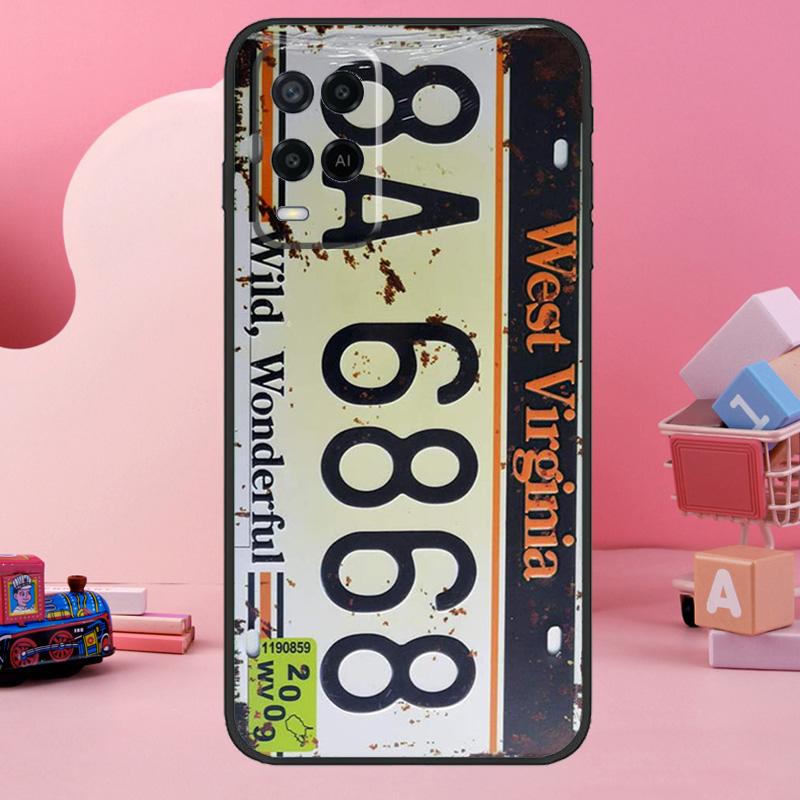 Retro Vintage License Case For Oppo A98 A78 A18 A38 A58 A60 A80 A40 A77 A57 A17 A74 A54 A94 A96 A76 A16 A15 A5 Pro