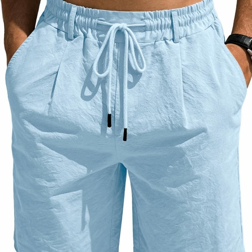 Drawstring Five Quarter Pants Loose Fit Sweatpants Breathable Men s Shorts Beach Vacation XXL синий