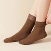 Meias femininas de veludo espessadas, meias de cano médio com borda de renda, lote de meias de veludo para inverno, meias quentes e à prova de frio