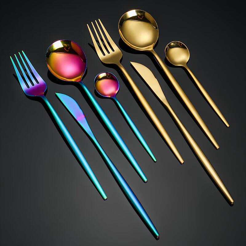 LIU 24-Piece Multi-color Stainless Steel Cutlery Set