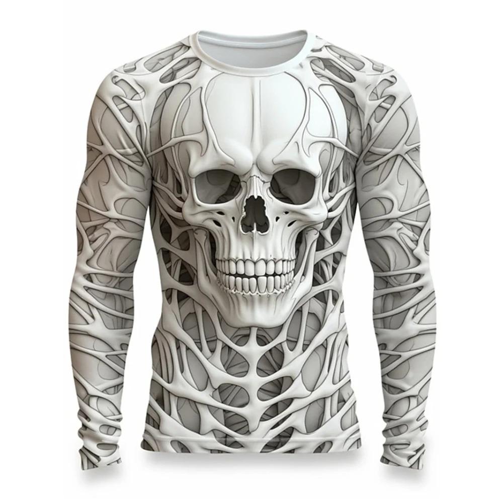 3D Print Skeleton Skulls Pattern Tops Casual Fashion T-shirts Sweatshirt Breathable Streetwear Loose Men's T-shirts