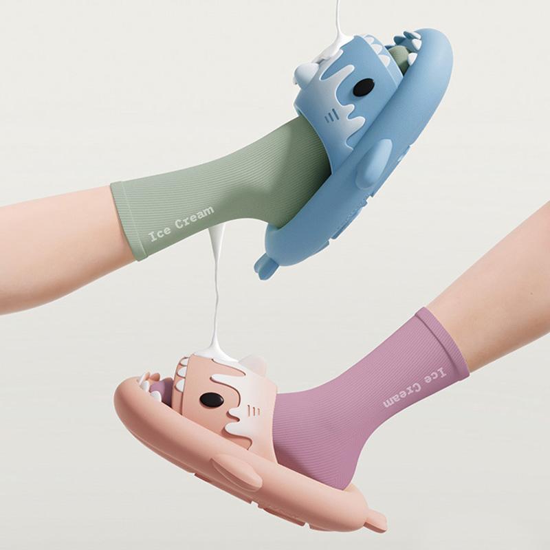 Fashion 2024 Ice Cream Shark Slippers Women's Cute Summer Girl's Indoor Household Anti Slip Couple Slippers Men's Summer Slippers