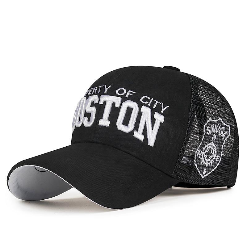 

Northwood Нова літня сітчаста бейсбольна шапка з літерами BOSTON Зонт для чоловіків і жінок із вишивкою Сонцезахисний навіс з дихаючої сітки з качиним язиком Капелюх вантажівки 55-60 cm чорний