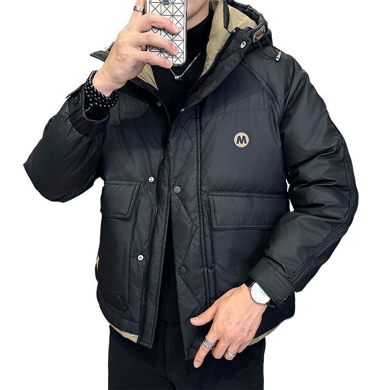 Tooling retro warm high-quality down jacket can be opened twice thickened trendy brand hooded jacket men