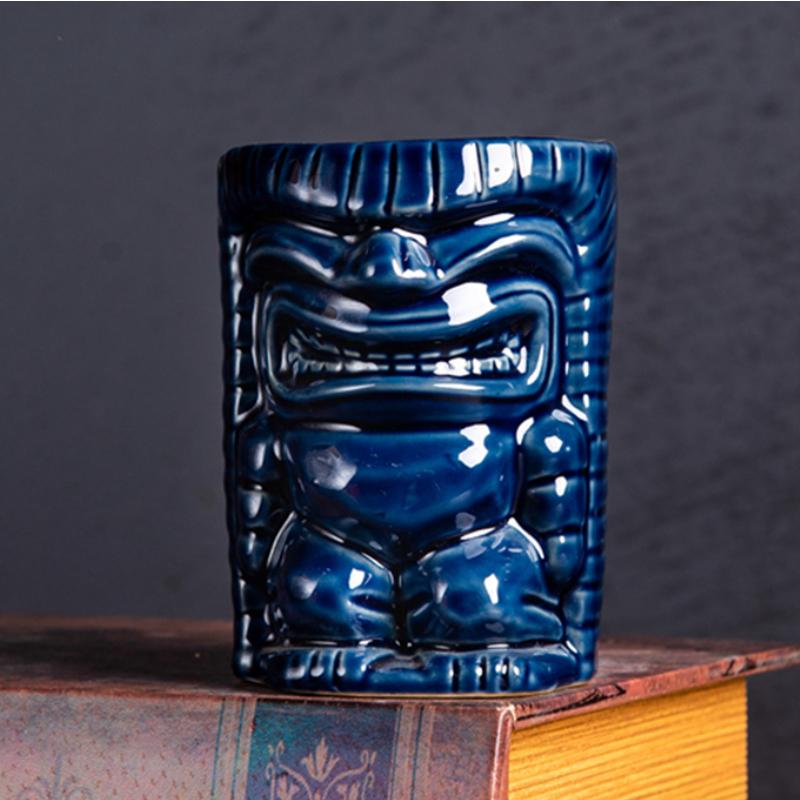 60ml Creative Cocktail Cup Tiki Mug Whiskey Liquor Mugs 2pcs Set Bule Ceramic Hawaiian Wine Glass Party Personalized Decorations