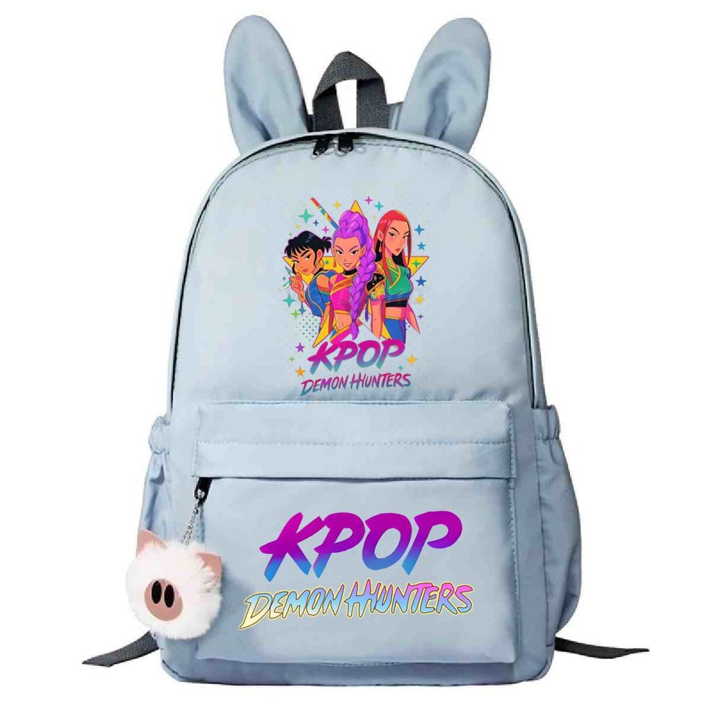 Kpop Anime Cartoon Print Student Korean Version Schoolbag Lightweight Cute Rabbit Ear Backpack