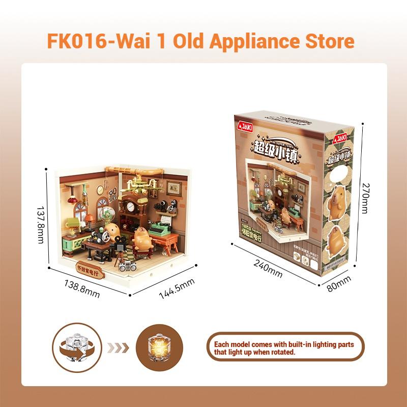 Jaki Super Town Building Blocks Toys Street Scene General Store Model Assembly Toy Desktop Ornament Children'S Birthday Gift