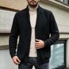 Men's Knit Cardigan, Stand Collar Button-Down Sweater Jacket with Pockets for Fall Winter