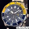 Used [BULOVA] Bulova/Men's watch/Stylish/Chronograph/Extremely rare/For men/Yellow gold.Silver.Blue color/Display item special price