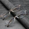 BaoLONG Ultralight Korean-Style Pure Titanium Myopia Eyeglass Frame for Men - Small, Wide Rim, Anti-Blue Light 0011