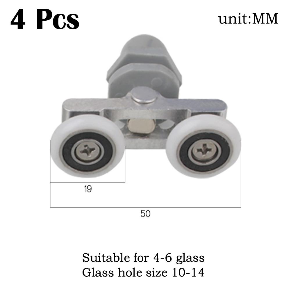 4 шт. Ролики для душевой двери, скользящие ролики для душевой двери, 19/23/25/27 мм Диаметр, Двойные, Для ванной, Износостойкие