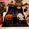 One Blanket, Featuring Cute Halloween-themed Elements, 2D Printed Flannel Throw Blanket. Suitable for Sofas, Travel, and Office Use As a Camping Blank