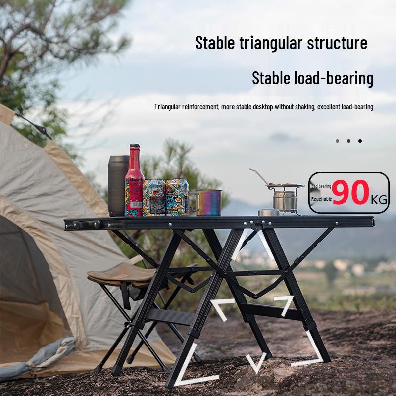 Portable X-Shaped Steel Mesh Folding Camping Table for Outdoor BBQ