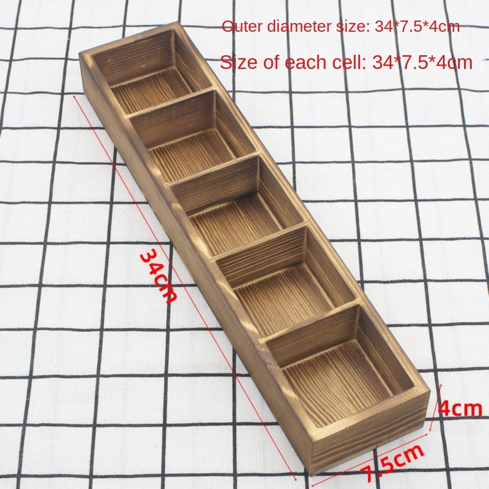 Solid Wood Retro Multi Compartment Storage Box Desktop Creativity Miscellaneous Sorting Grid
