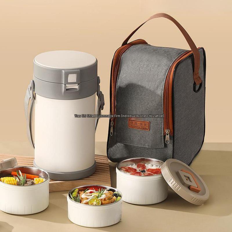 Stainless Steel Insulated Multi-Layer Lunch Box for Office Workers - Large Capacity, Long-Lasting Heat Retention Bento Bucket