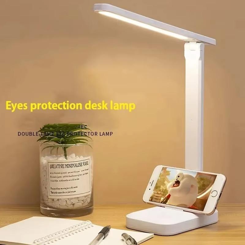 6000mAh Chargeable Desk Lamp LED USB 3 Colors Stepless Dimming Foldable Touch Control Eye Protection Reading Night Light