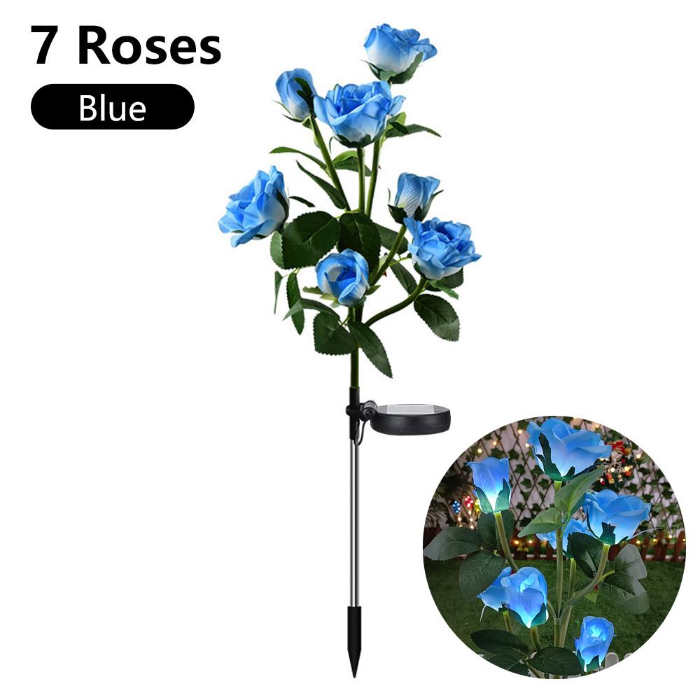 3/4/5/6 Head LED Solar Simulated Rose Lights Garden Yard Patio Lawn Lamp Night Light Home Landscape Decoration Flowers Light