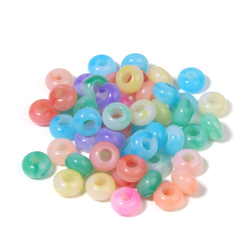 

Двухцветные градиентные плоские круглые акриловые бусины-абакус - бусины-разделители с большим отверстием для бисероплетения и браслетов своими руками 50 pieces/package
