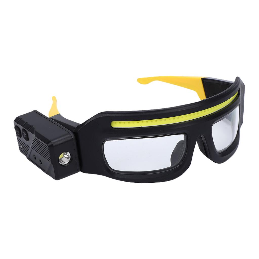 Headlamp Glasses Rechargeable IPX4 Water Proof Hand Waving Motion Sensor LED Glasses with 5 Lighting Modes Yellow