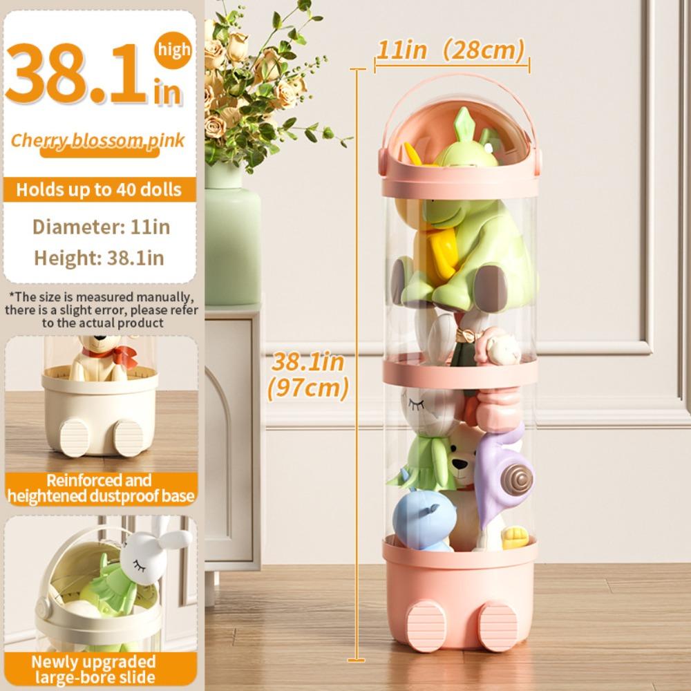 Transparent Doll Storage Box Plastic Storage Bucket New Stuffed Doll Organizer for Children Kids