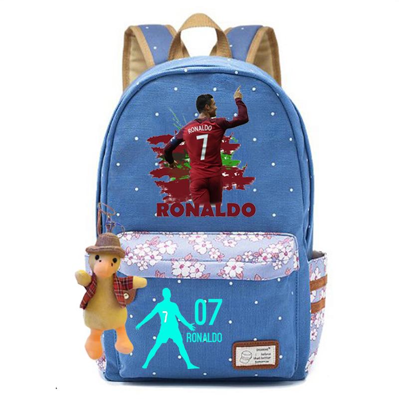 Youth football star Ronaldo primary and secondary school student schoolbag female casual backpack