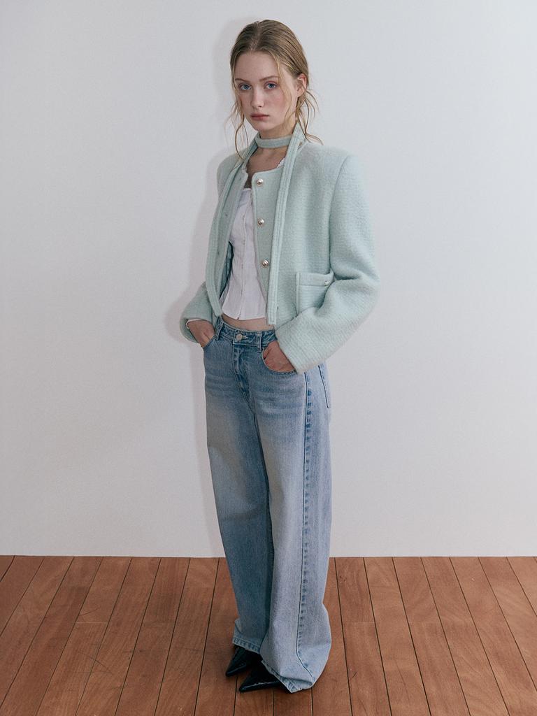 ETMON Strap Hairy Wool Jacket, Mint