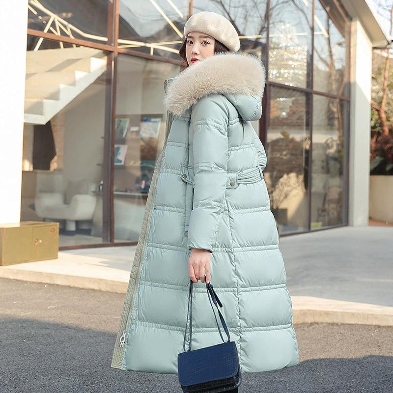 Winter Down Cotton Parkas Jacket Women's Long Faux Fur Collar Padded Jacket Thick Loose Large Size Padded Jacket
