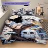 3pcs Anime Owl Comforter Set with One Quilt Cover and Two Pillowcases (No Core) - Festive Gift for Home Decor, Polyester Fabric, Cartoon Design, Suita