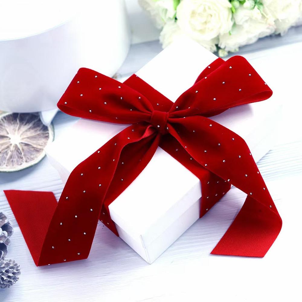 Party Ornament Flocking Flocking Ribbon Soft Sparkling Diamond Decor Webbing Glitter Design Hotfix Rhinestone Gift Wrapping