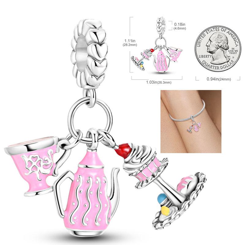 Copper Charms Penguin Unicorn Carousel Pendants Fit Original Pan Bracelet Beads Diy For Jewelry Making