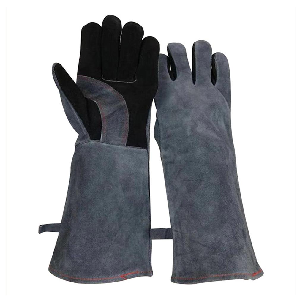 

Extreme Fire And Heat Resistant Gloves Leather Gloves with Aluminum Foil Insulated Suitable for Barbecue Tig Welding Mig серый