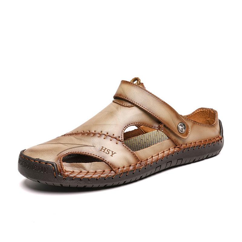Summer Sandals Men Leather Classic Roman Sandals Slipper Outdoor Sneaker Beach Rubber Flip Flops Men Water Trekking Sandals