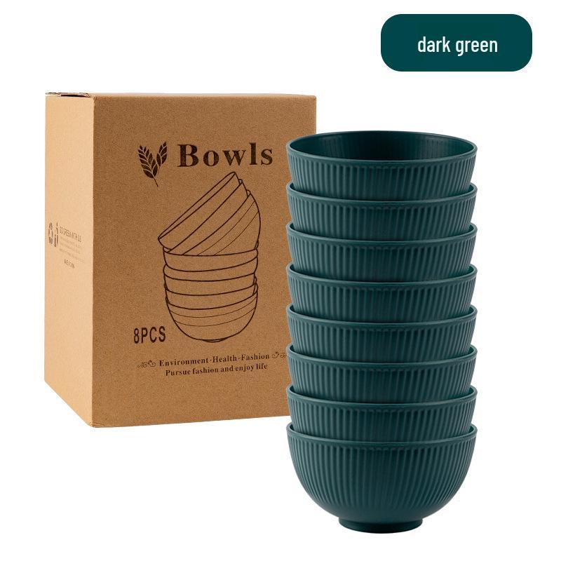 Cross-border PP Plastic Bowl Set - Multi-purpose for Dormitory: Includes Water, Fruit, Salad, Noodle, Soup, and Rice Bowls. Large Size.