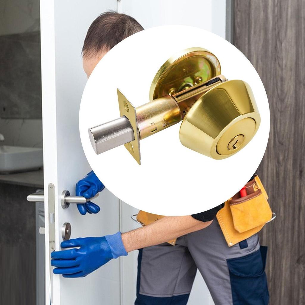 Dead Bolt Door Lock Entry Knob Hardware Interior Exterior Security with Keys Single Cylinder,