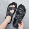 Summer New Style Sandals Casual Men Shoes Slip-On Leather Soft Non-slip Beach Summer Sandals Slippers Flat Walking Shoes