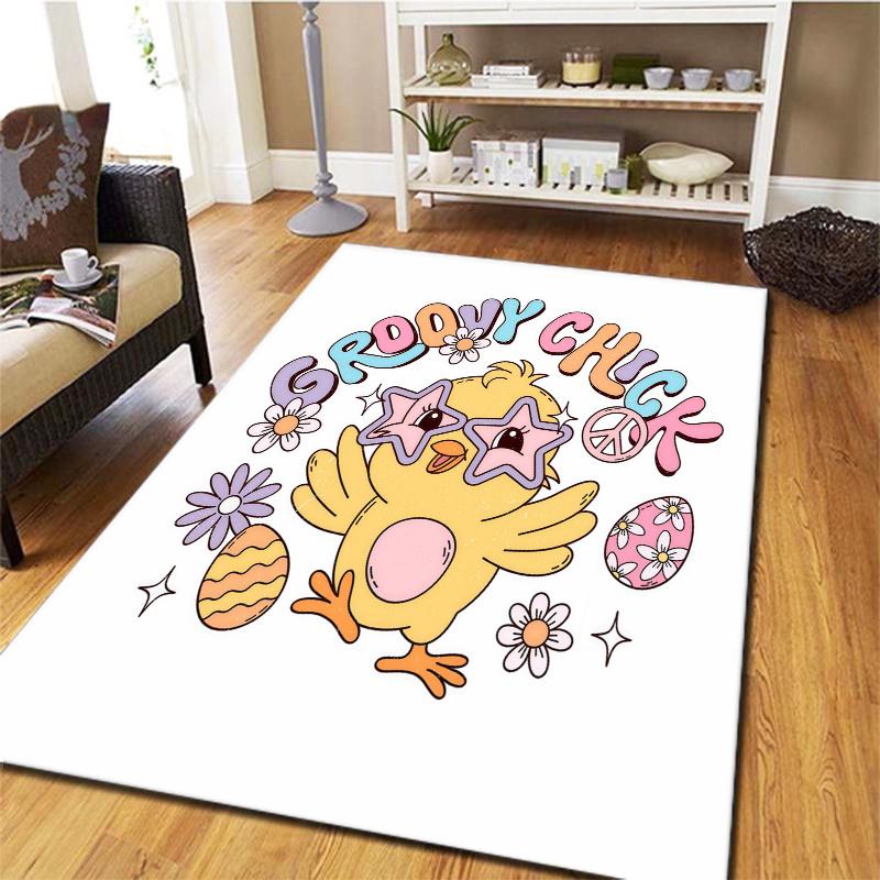 Retro Groovy Chick Carpet Rug For Living Room Bedroom Home Sofa Decoration Kids Play Nonslip Floor Mat