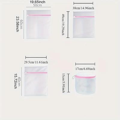 4 Packs of Durable Polyester Mesh Laundry Bags with Zippers - Unfinished Laundry Bags for Fine Washing, Underwear and Clothes -