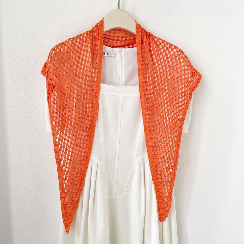 Bohemian Knitted Hollow Out Scarf Y2K Silk Scarf Elegant Hijab  Waist Scarf оранжевый