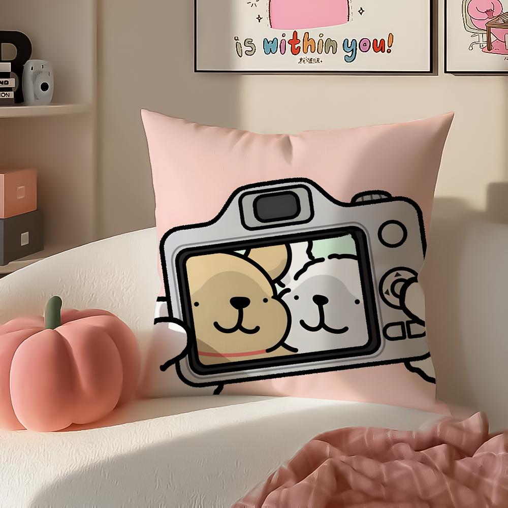Cute Tiny Korean Character MMaltese Cushion Cover Pillowcase Short Plush Invisible Zipper Room Sofa Cushion Cover