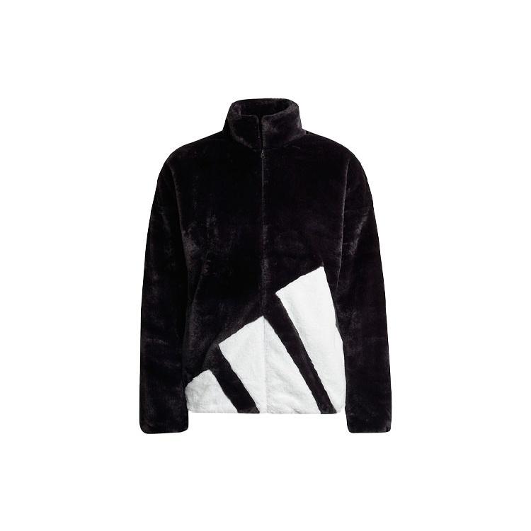 adidas Faux Fur Logo Jacket  Black White  Men s HI1199 S